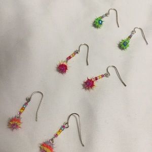 Rubber Spiky Ball Earrings Set
